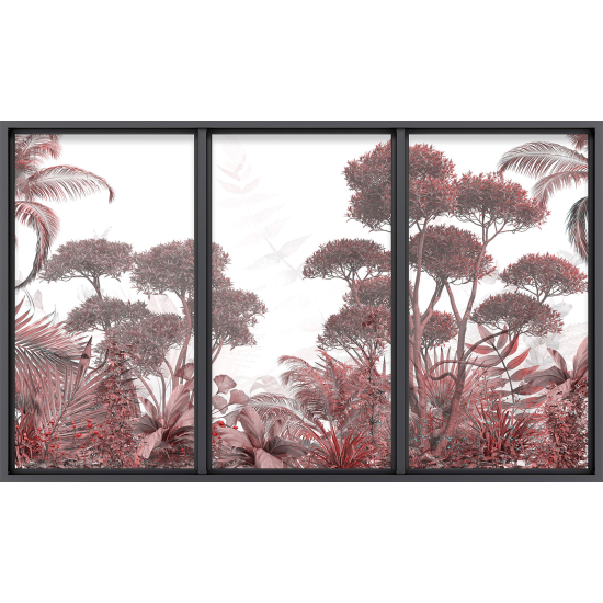 Papier peint panoramique Trompe l'œil baie vitrée - Forêt tropicale