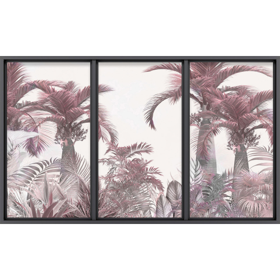 Papier peint panoramique Trompe l'œil baie vitrée - Forêt tropicale
