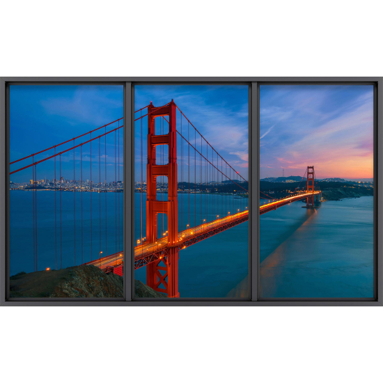 Papier peint panoramique Trompe l'œil baie vitrée - Golden gate