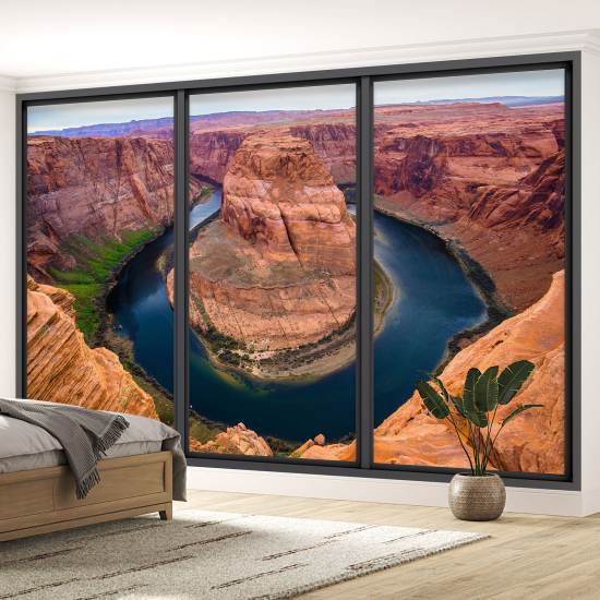 Papier peint panoramique Trompe l'œil baie vitrée - Grand canyon