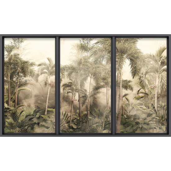 Papier peint panoramique Trompe l'œil baie vitrée - Jungle
