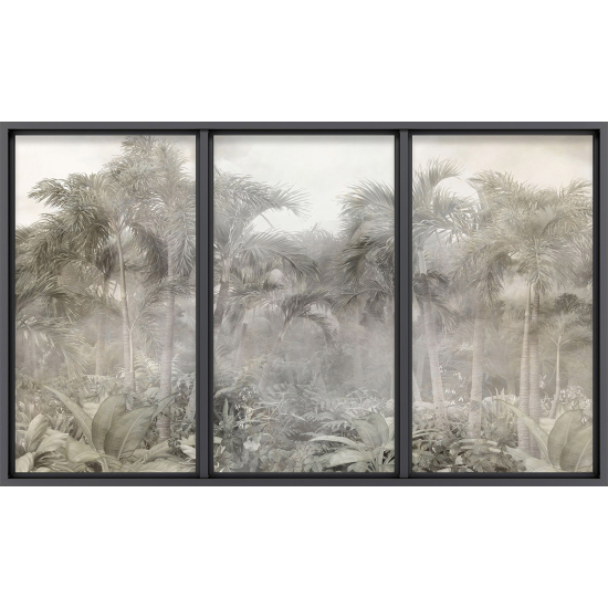 Papier peint panoramique Trompe l'œil baie vitrée - Jungle