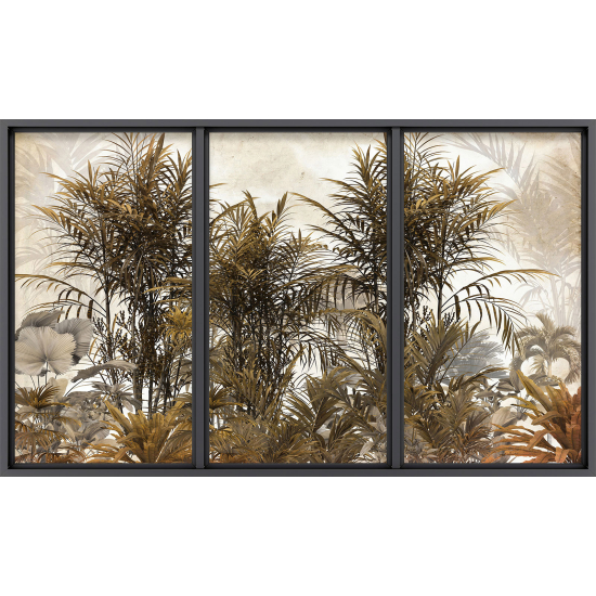 Papier peint panoramique Trompe l'œil baie vitrée - Jungle