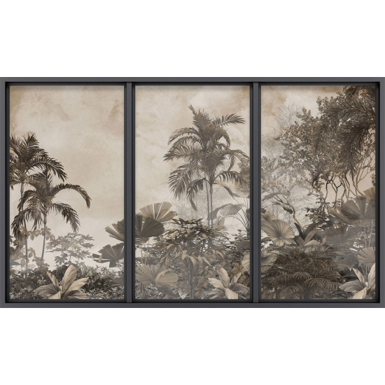 Papier peint panoramique Trompe l'œil baie vitrée - Jungle