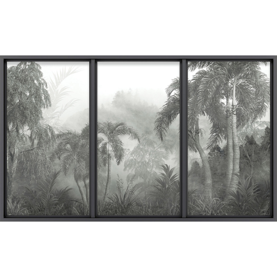 Papier peint panoramique Trompe l'œil baie vitrée - Jungle