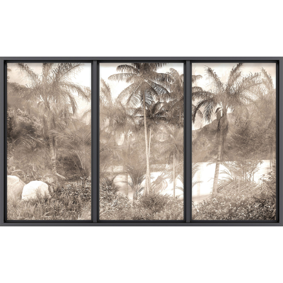 Papier peint panoramique Trompe l'œil baie vitrée - Jungle