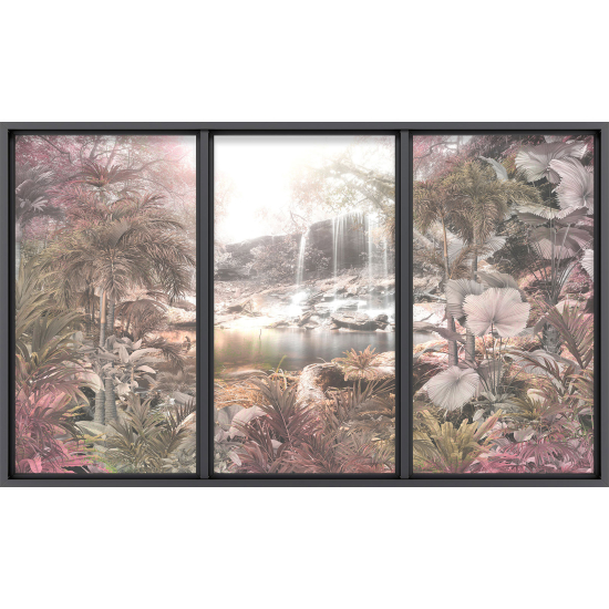 Papier peint panoramique Trompe l'œil baie vitrée - Jungle