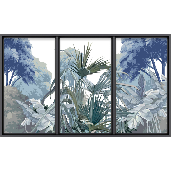 Papier peint panoramique Trompe l'œil baie vitrée - Jungle