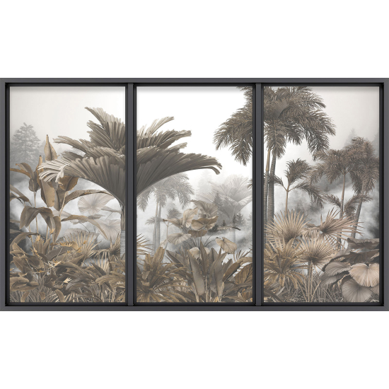 Papier peint panoramique Trompe l'œil baie vitrée - Jungle