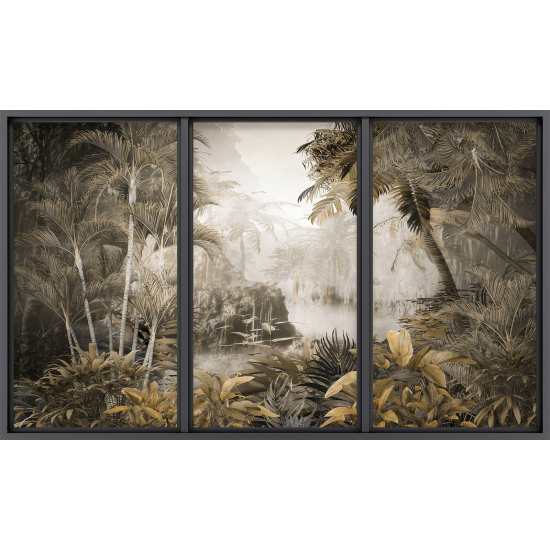 Papier peint panoramique Trompe l'œil baie vitrée - Jungle