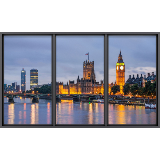 Papier peint panoramique Trompe l'œil baie vitrée - Londres