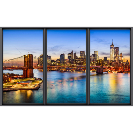 Papier peint panoramique Trompe l'œil baie vitrée - New york
