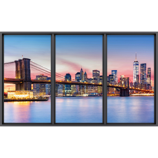 Papier peint panoramique Trompe l'œil baie vitrée - New york