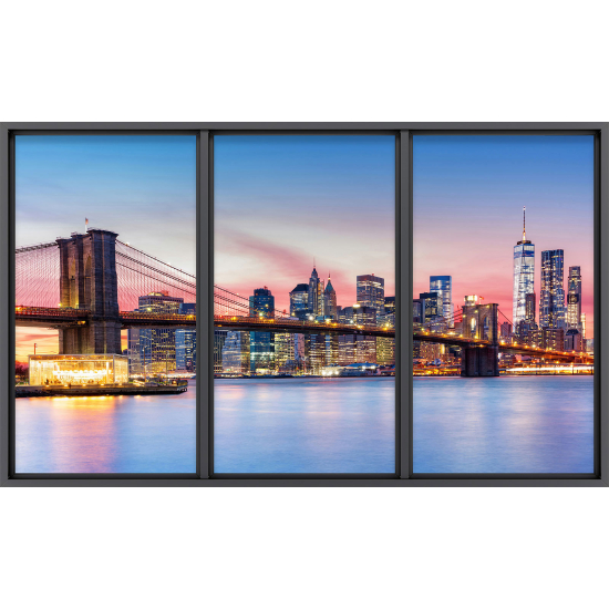 Papier peint panoramique Trompe l'œil baie vitrée - New york