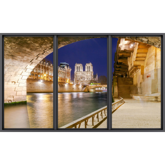 Papier peint panoramique Trompe l'œil baie vitrée - Paris