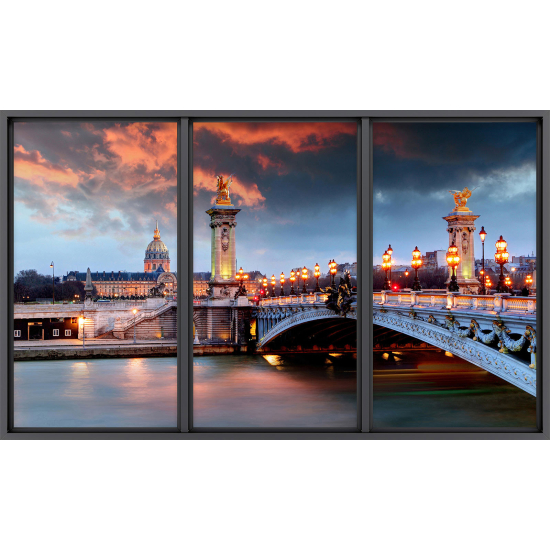 Papier peint panoramique Trompe l'œil baie vitrée - Paris