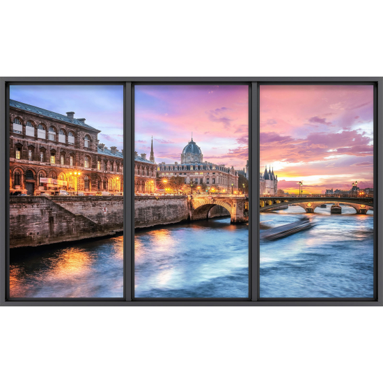 Papier peint panoramique Trompe l'œil baie vitrée - Paris