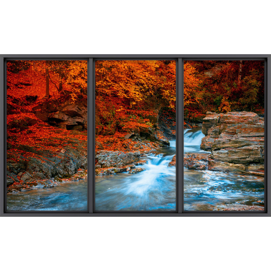 Papier peint panoramique Trompe l'œil baie vitrée - Rivière