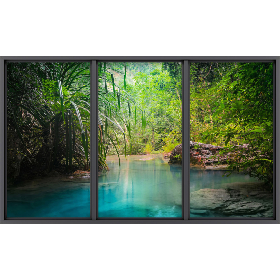Papier peint panoramique Trompe l'œil baie vitrée - Rivière paradisiaque