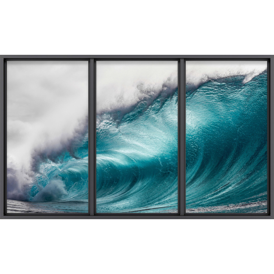Papier peint panoramique Trompe l'œil baie vitrée - Vague