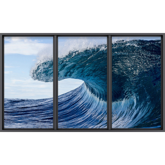 Papier peint panoramique Trompe l'œil baie vitrée - Vague