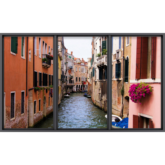 Papier peint panoramique Trompe l'œil baie vitrée - Venise