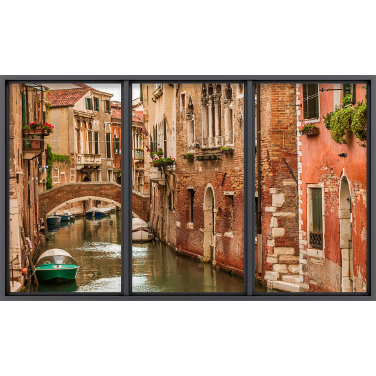Papier peint panoramique Trompe l'œil baie vitrée - Venise