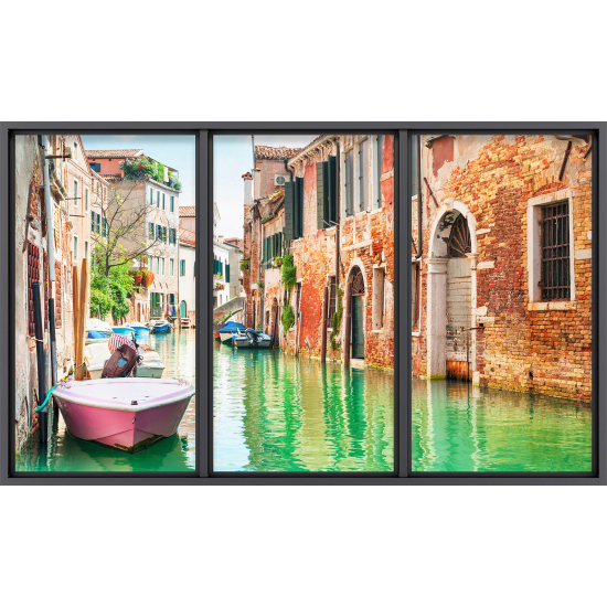 Papier peint panoramique Trompe l'œil baie vitrée - Venise