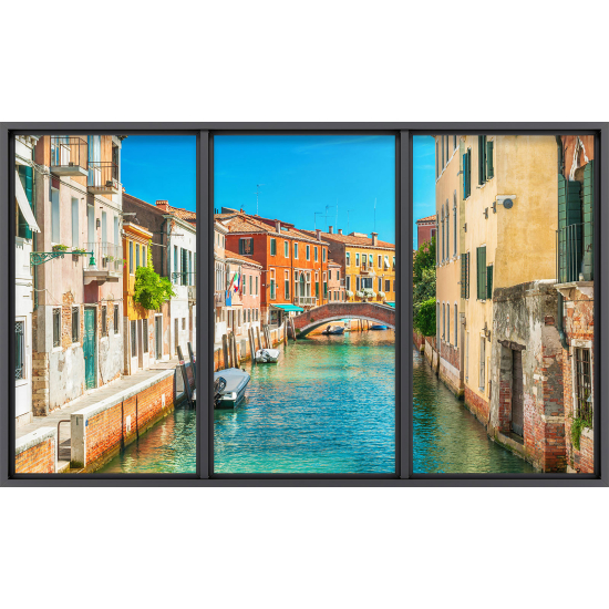 Papier peint panoramique Trompe l'œil baie vitrée - Venise