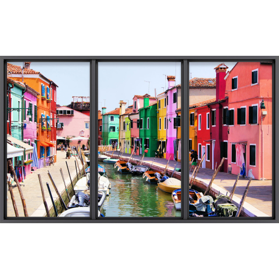 Papier peint panoramique Trompe l'œil baie vitrée - Ville burano