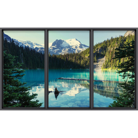Papier peint panoramique Trompe l'œil baie vitrée - Vue lac