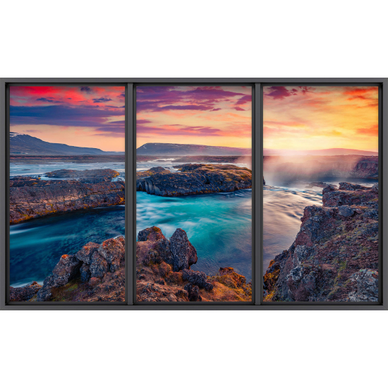 Papier peint panoramique Trompe l'œil baie vitrée - Vue mer