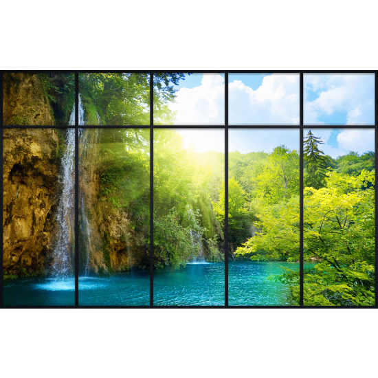 Papier peint panoramique Trompe l'œil Verrière - Cascades