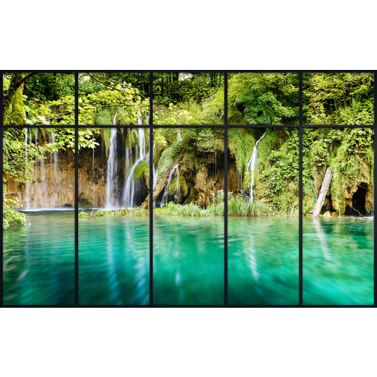 Papier peint panoramique Trompe l'œil Verrière - Cascades