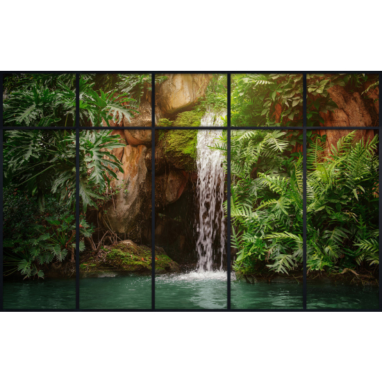Papier peint panoramique Trompe l'œil Verrière - Cascades
