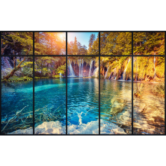 Papier peint panoramique Trompe l'œil Verrière - Cascades