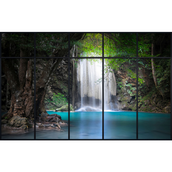 Papier peint panoramique Trompe l'œil Verrière - Cascades