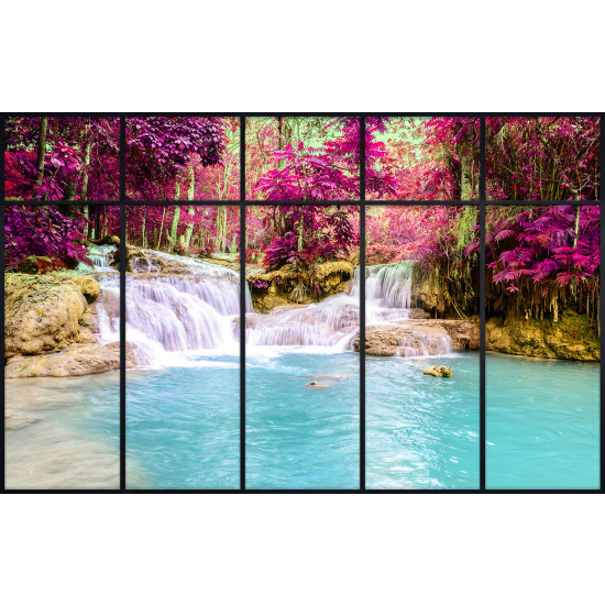 Papier peint panoramique Trompe l'œil Verrière - Cascades