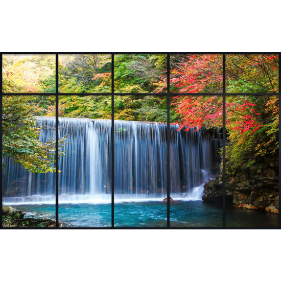 Papier peint panoramique Trompe l'œil Verrière - Cascades