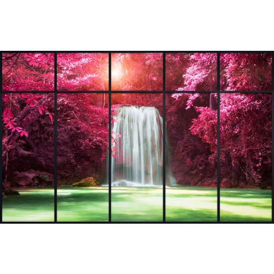 Papier peint panoramique Trompe l'œil Verrière - Cascades