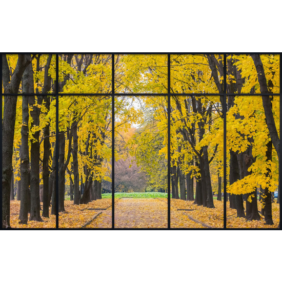 Papier peint panoramique Trompe l'œil Verrière - Chemin arbres