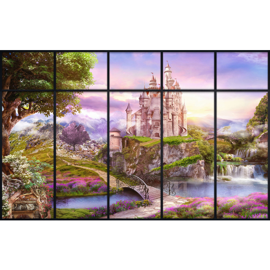 Papier peint panoramique Trompe l'œil Verrière - Chemin château