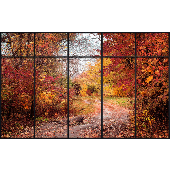 Papier peint panoramique Trompe l'œil Verrière - Chemin forêt