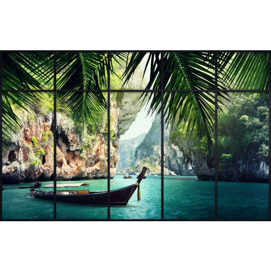 Papier peint panoramique Trompe l'œil Verrière - Coin paradisiaque