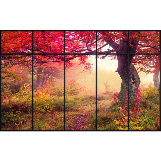 Papier peint panoramique Trompe l'œil Verrière - Forêt