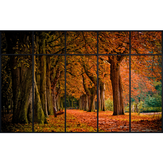 Papier peint panoramique Trompe l'œil Verrière - Forêt automne