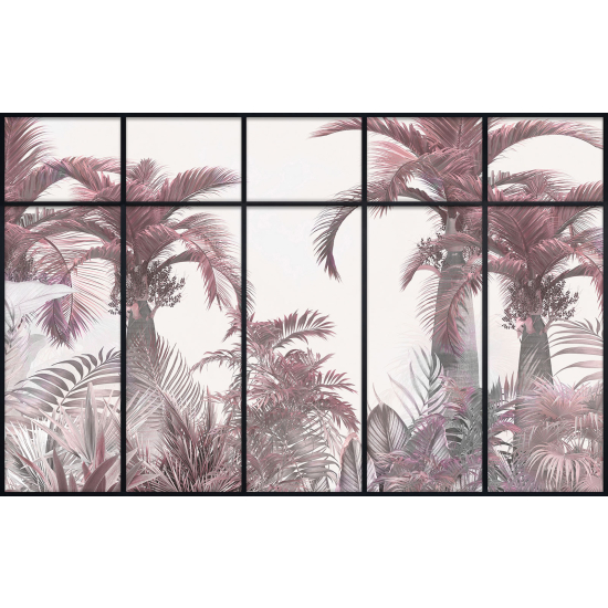 Papier peint panoramique Trompe l'œil Verrière - Forêt tropicale