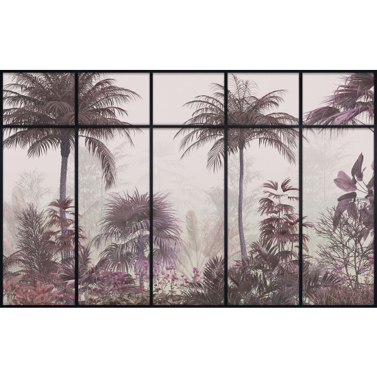 Papier peint panoramique Trompe l'œil Verrière - Forêt tropicale