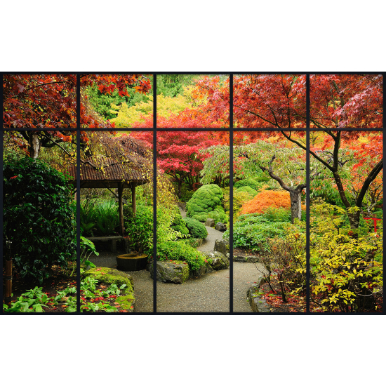 Papier peint panoramique Trompe l'œil Verrière - Jardin