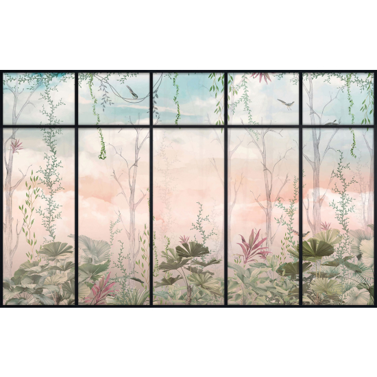 Papier peint panoramique Trompe l'œil Verrière - Jungle
